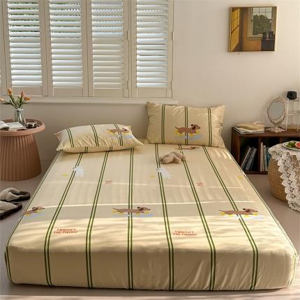 洋铭区 2023新款全棉单品床笠快乐小狗