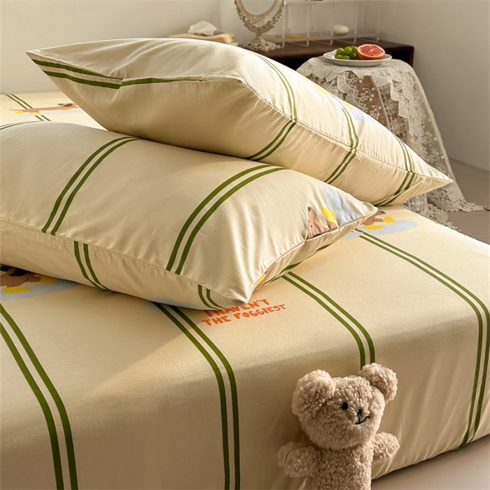 91家纺网 家纺一手货源 找家纺 洋铭区 2023新款全棉单品床笠快乐小狗