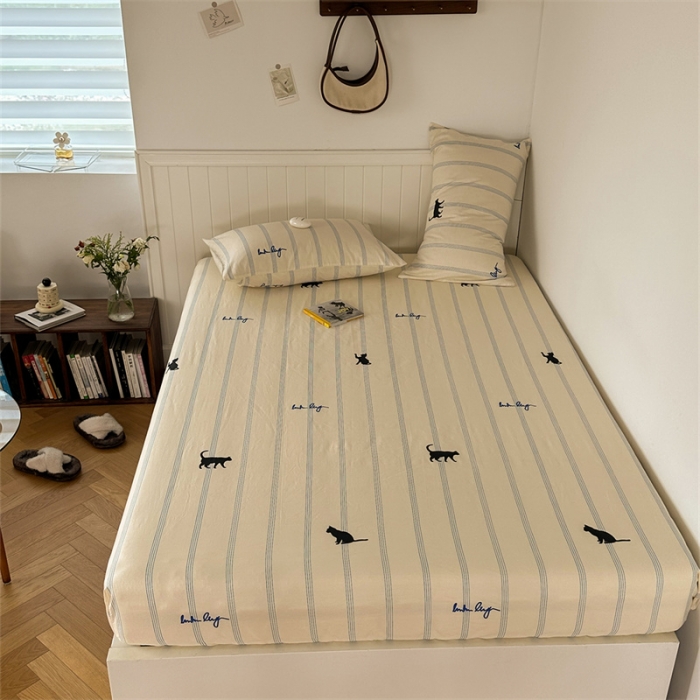 91家纺网 家纺一手货源 找家纺 洋铭区 2023新款全棉单品床笠猫猫侠