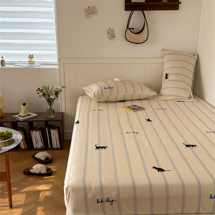 91家纺网 家纺一手货源 找家纺 洋铭区 2023新款全棉单品床笠猫猫侠