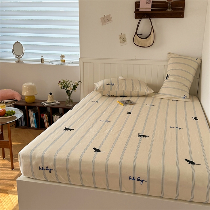 91家纺网 家纺一手货源 找家纺 洋铭区 2023新款全棉单品床笠猫猫侠