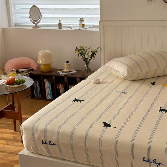 91家纺网 家纺一手货源 找家纺 洋铭区 2023新款全棉单品床笠猫猫侠