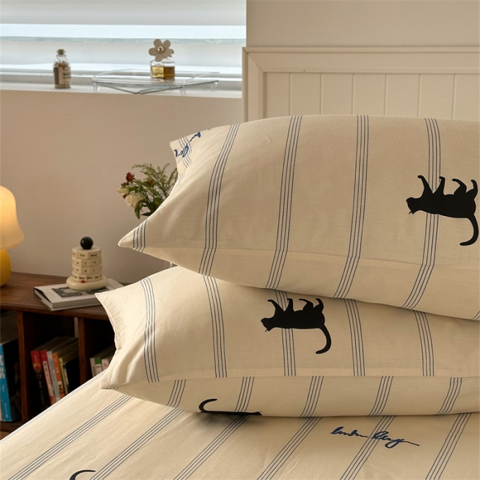 91家纺网 家纺一手货源 找家纺 洋铭区 2023新款全棉单品床笠猫猫侠