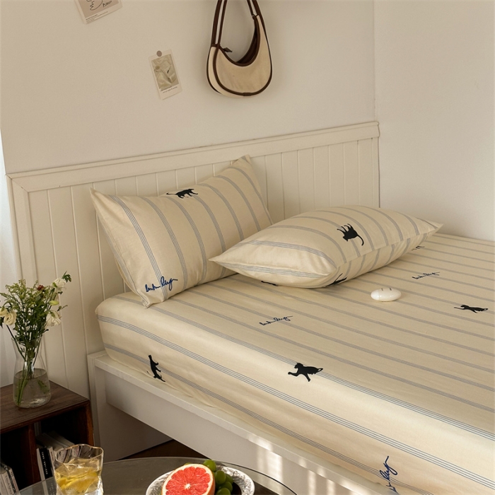 91家纺网 家纺一手货源 找家纺 洋铭区 2023新款全棉单品床笠猫猫侠