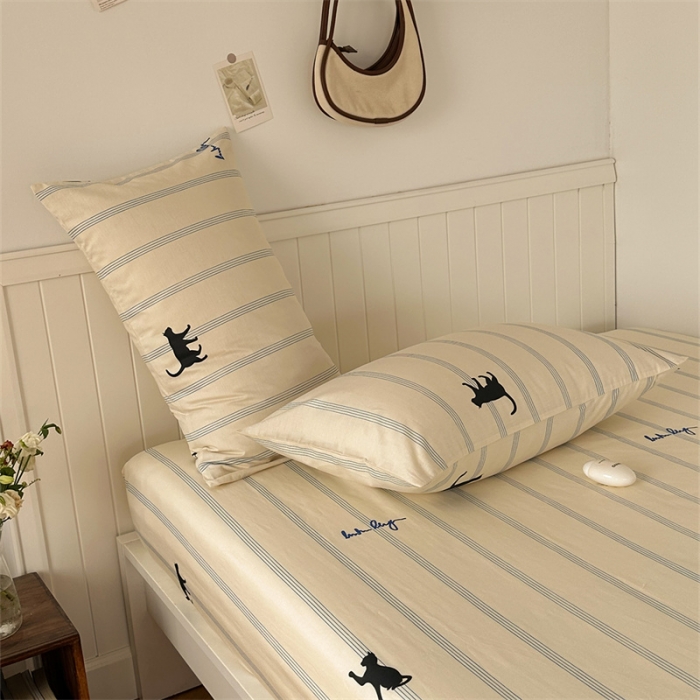 91家纺网 家纺一手货源 找家纺 洋铭区 2023新款全棉单品床笠猫猫侠