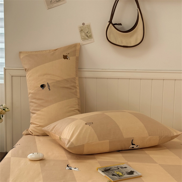 91家纺网 家纺一手货源 找家纺 洋铭区 2023新款全棉单品床笠猫咪橙