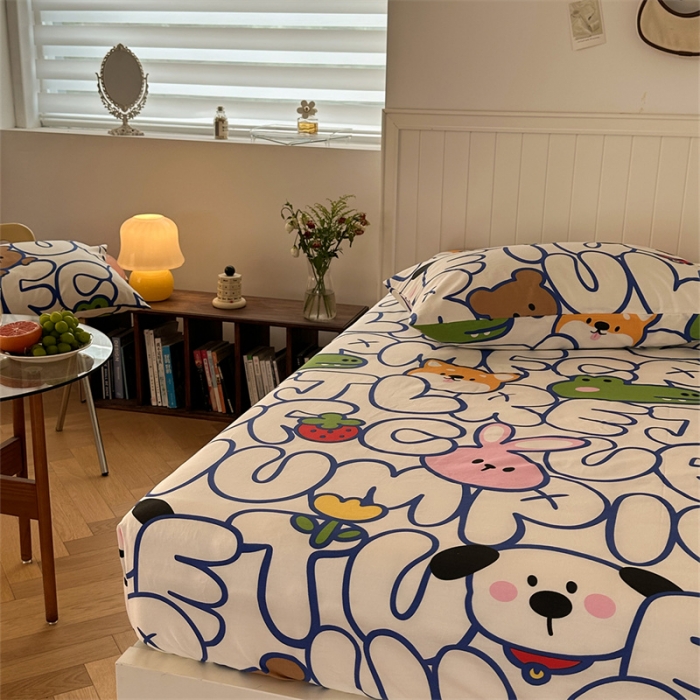 91家纺网 家纺一手货源 找家纺 洋铭区 2023新款全棉单品床笠萌萌小动物