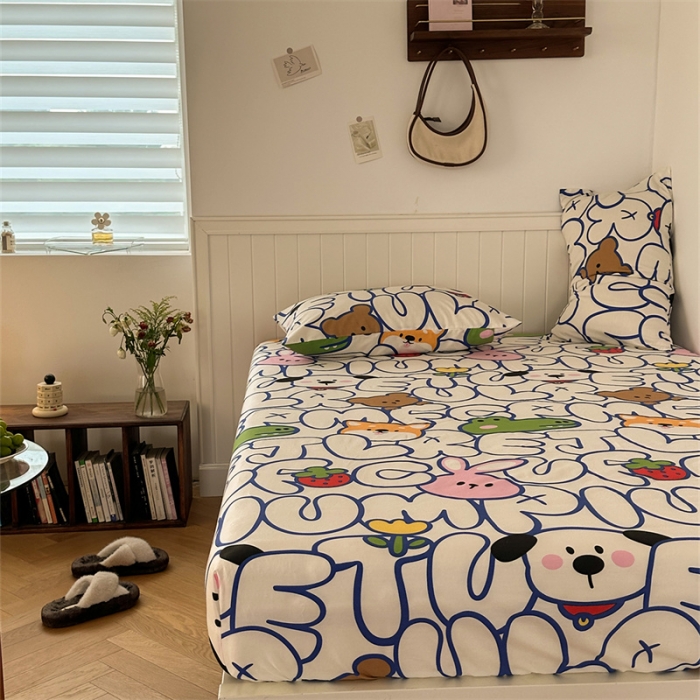 91家纺网 家纺一手货源 找家纺 洋铭区 2023新款全棉单品床笠萌萌小动物