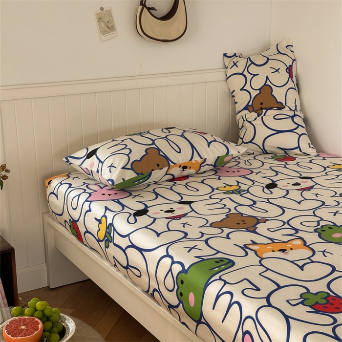 91家纺网 家纺一手货源 找家纺 洋铭区 2023新款全棉单品床笠萌萌小动物