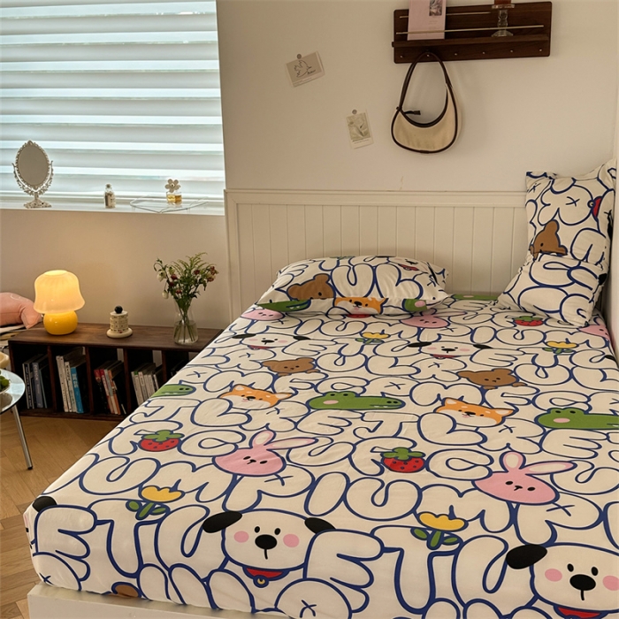 91家纺网 家纺一手货源 找家纺 洋铭区 2023新款全棉单品床笠萌萌小动物