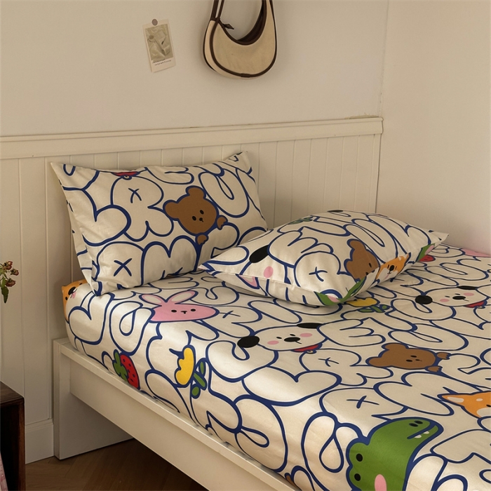 91家纺网 家纺一手货源 找家纺 洋铭区 2023新款全棉单品床笠萌萌小动物