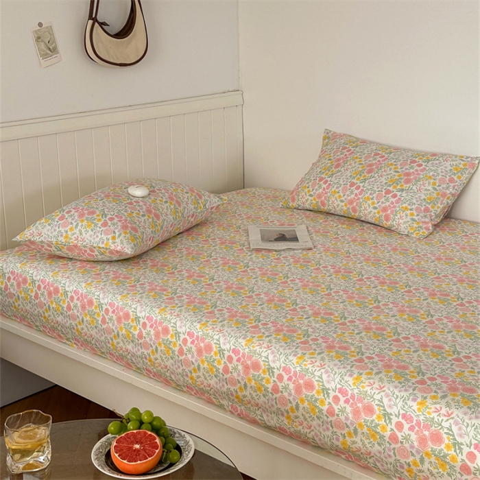 91家纺网 家纺一手货源 找家纺 洋铭区 2023新款全棉单品床笠蜜恋粉花