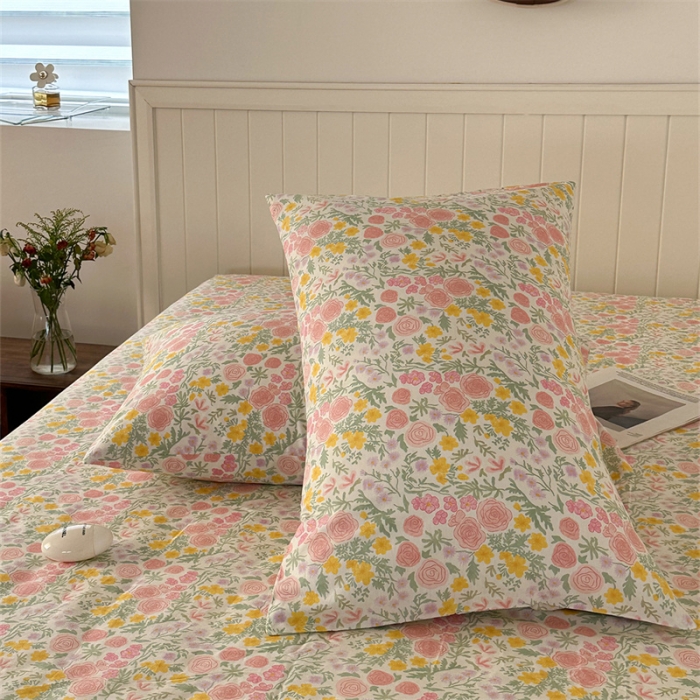 91家纺网 家纺一手货源 找家纺 洋铭区 2023新款全棉单品床笠蜜恋粉花