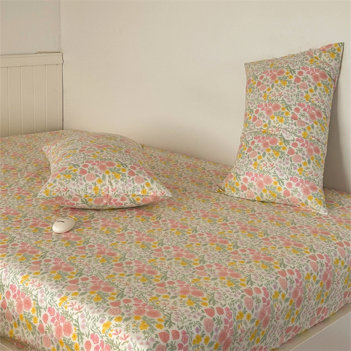 91家纺网 家纺一手货源 找家纺 洋铭区 2023新款全棉单品床笠蜜恋粉花