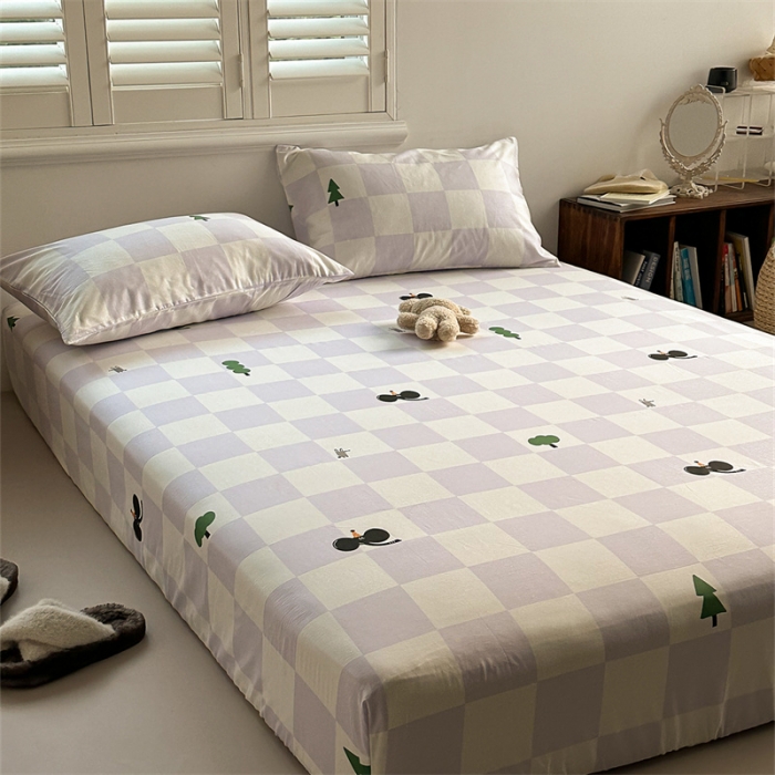 91家纺网 家纺一手货源 找家纺 洋铭区 2023新款全棉单品床笠松树小象