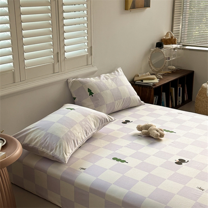 91家纺网 家纺一手货源 找家纺 洋铭区 2023新款全棉单品床笠松树小象