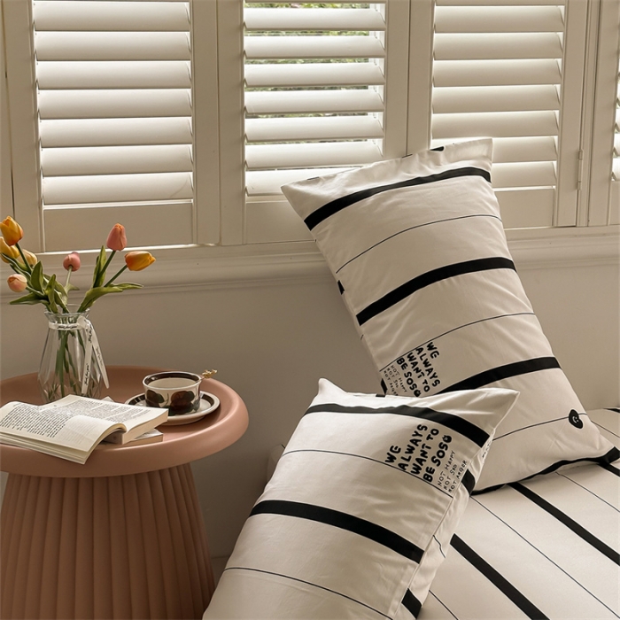 91家纺网 家纺一手货源 找家纺 洋铭区 2023新款全棉单品床笠条纹小猫