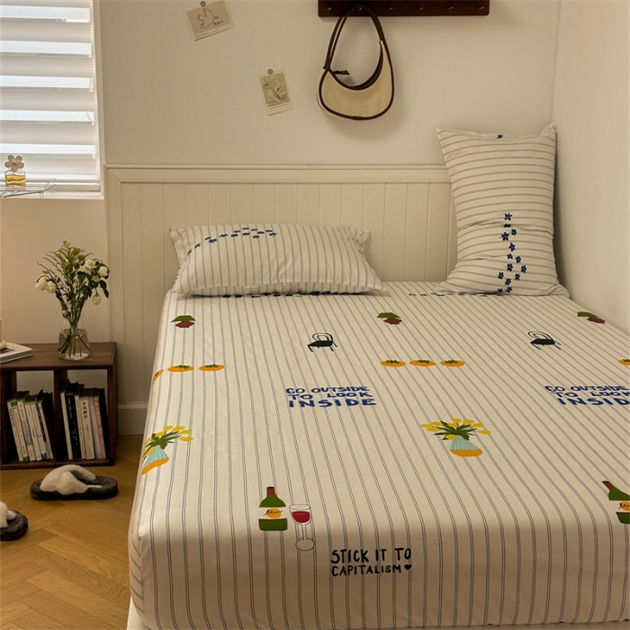 91家纺网 家纺一手货源 找家纺 洋铭区 2023新款全棉单品床笠香橙花园