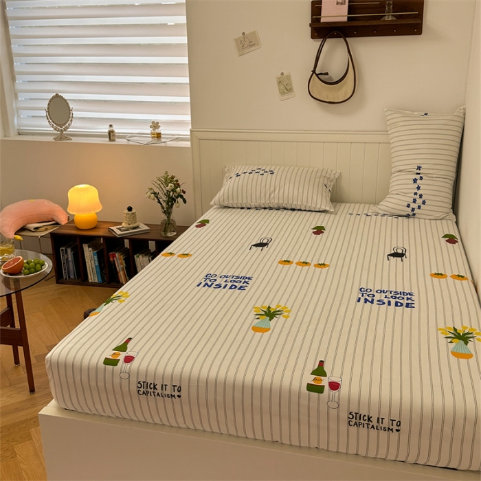 91家纺网 家纺一手货源 找家纺 洋铭区 2023新款全棉单品床笠香橙花园