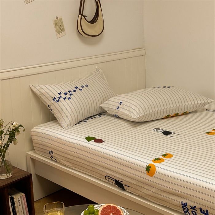 91家纺网 家纺一手货源 找家纺 洋铭区 2023新款全棉单品床笠香橙花园