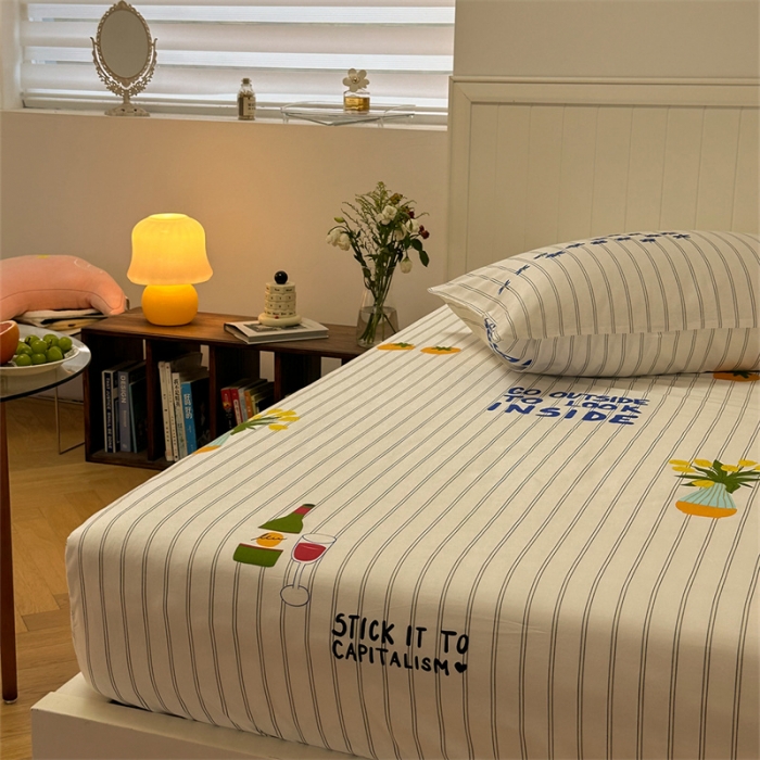 91家纺网 家纺一手货源 找家纺 洋铭区 2023新款全棉单品床笠香橙花园