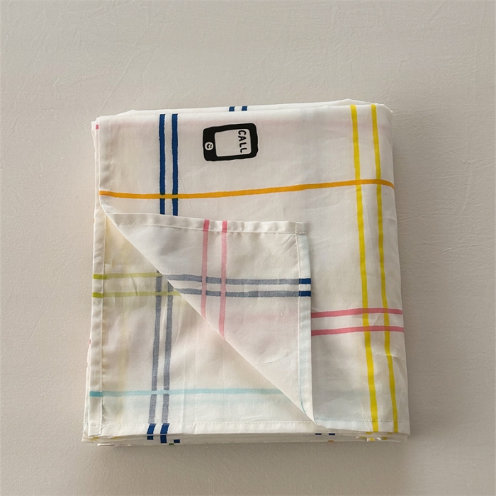 91家纺网 家纺一手货源 找家纺 洋铭区 2023新款全棉单品床单彩条小熊