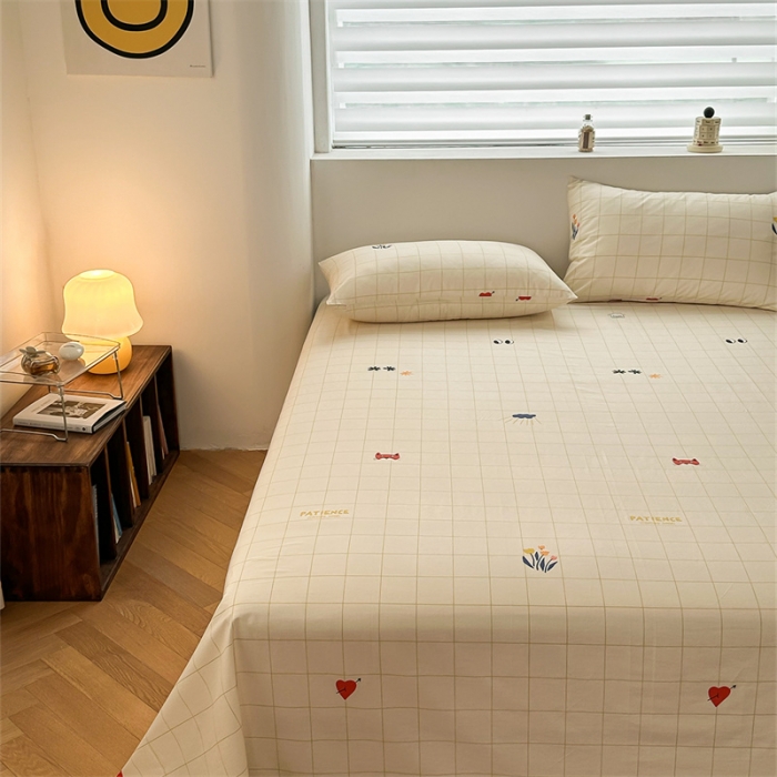 91家纺网 家纺一手货源 找家纺 洋铭区 2023新款全棉单品床单格子兰花