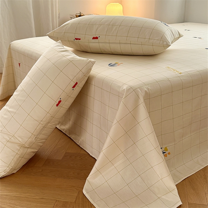 91家纺网 家纺一手货源 找家纺 洋铭区 2023新款全棉单品床单格子兰花