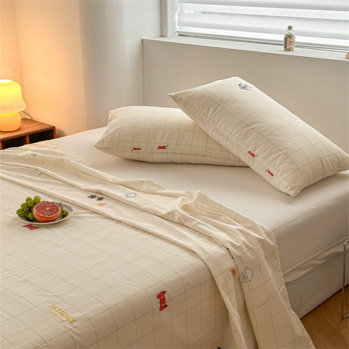 91家纺网 家纺一手货源 找家纺 洋铭区 2023新款全棉单品床单格子兰花