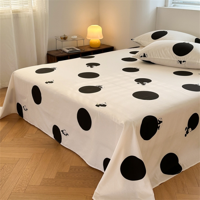 91家纺网 家纺一手货源 找家纺 洋铭区 2023新款全棉单品床单黑点熊猫