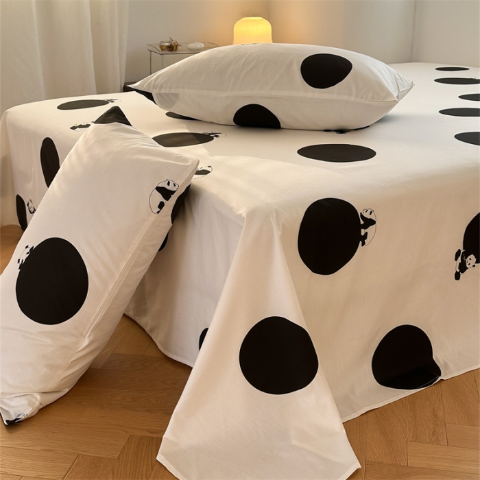 91家纺网 家纺一手货源 找家纺 洋铭区 2023新款全棉单品床单黑点熊猫