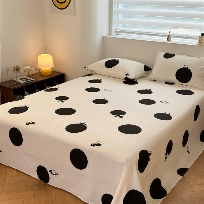 91家纺网 家纺一手货源 找家纺 洋铭区 2023新款全棉单品床单黑点熊猫