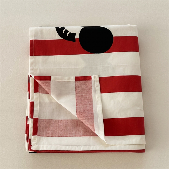 91家纺网 家纺一手货源 找家纺 洋铭区 2023新款全棉单品床单红条小象