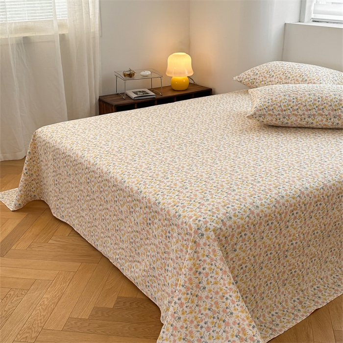 91家纺网 家纺一手货源 找家纺 洋铭区 2023新款全棉单品床单桔粉小花