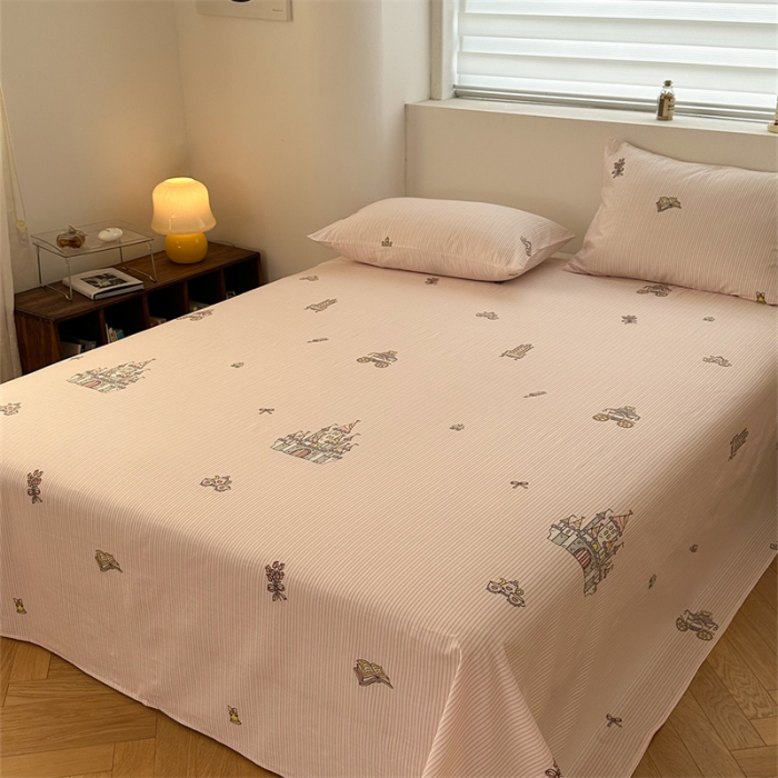 91家纺网 家纺一手货源 找家纺 洋铭区 2023新款全棉单品床单可爱城堡