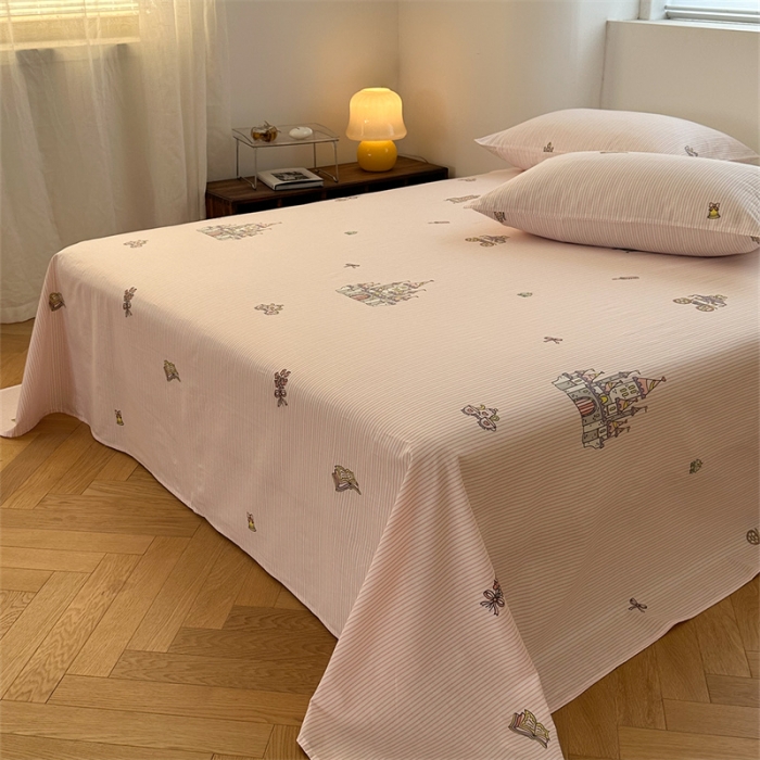 91家纺网 家纺一手货源 找家纺 洋铭区 2023新款全棉单品床单可爱城堡