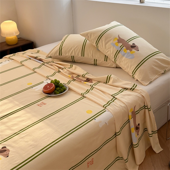 91家纺网 家纺一手货源 找家纺 洋铭区 2023新款全棉单品床单快乐小狗