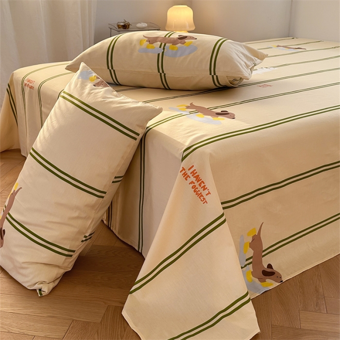 91家纺网 家纺一手货源 找家纺 洋铭区 2023新款全棉单品床单快乐小狗