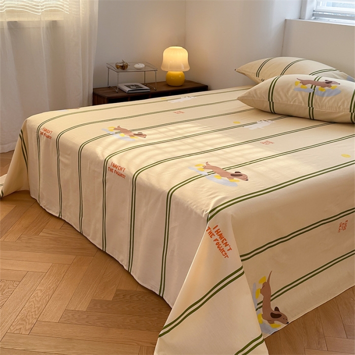 91家纺网 家纺一手货源 找家纺 洋铭区 2023新款全棉单品床单快乐小狗