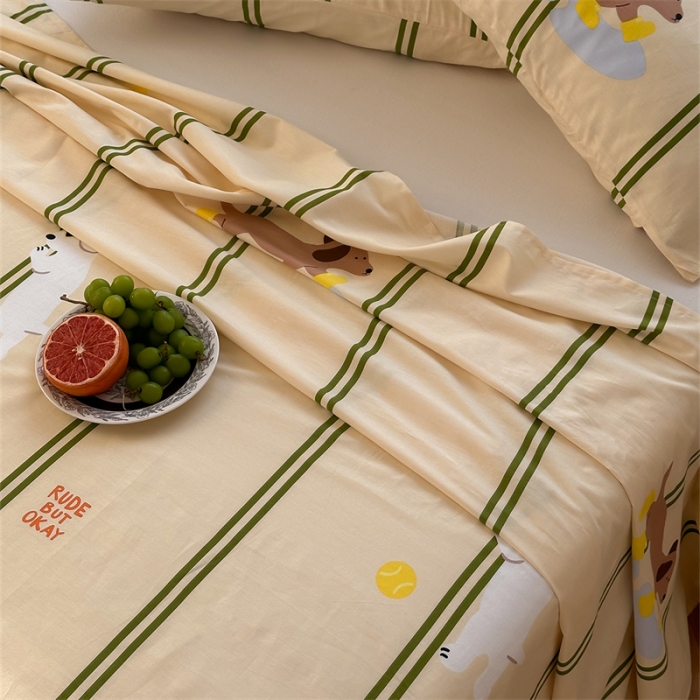 91家纺网 家纺一手货源 找家纺 洋铭区 2023新款全棉单品床单快乐小狗