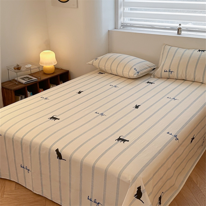 91家纺网 家纺一手货源 找家纺 洋铭区 2023新款全棉单品床单猫猫侠