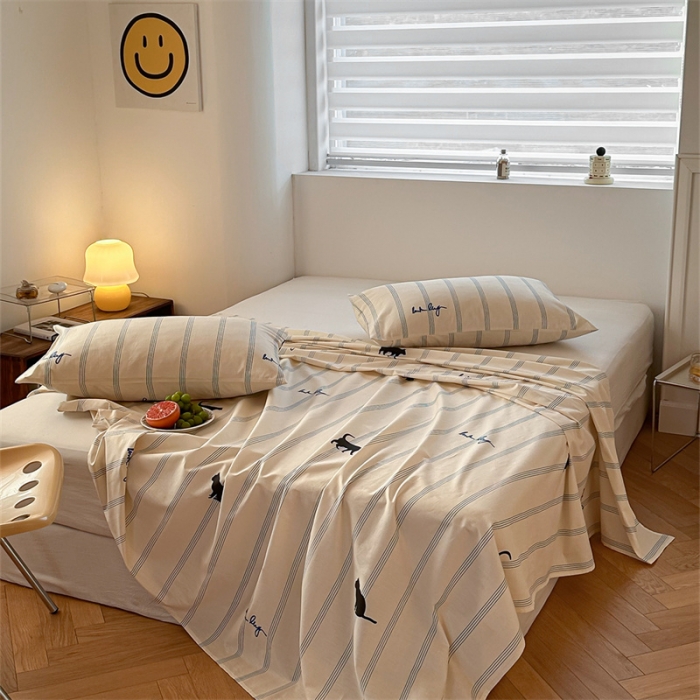 91家纺网 家纺一手货源 找家纺 洋铭区 2023新款全棉单品床单猫猫侠