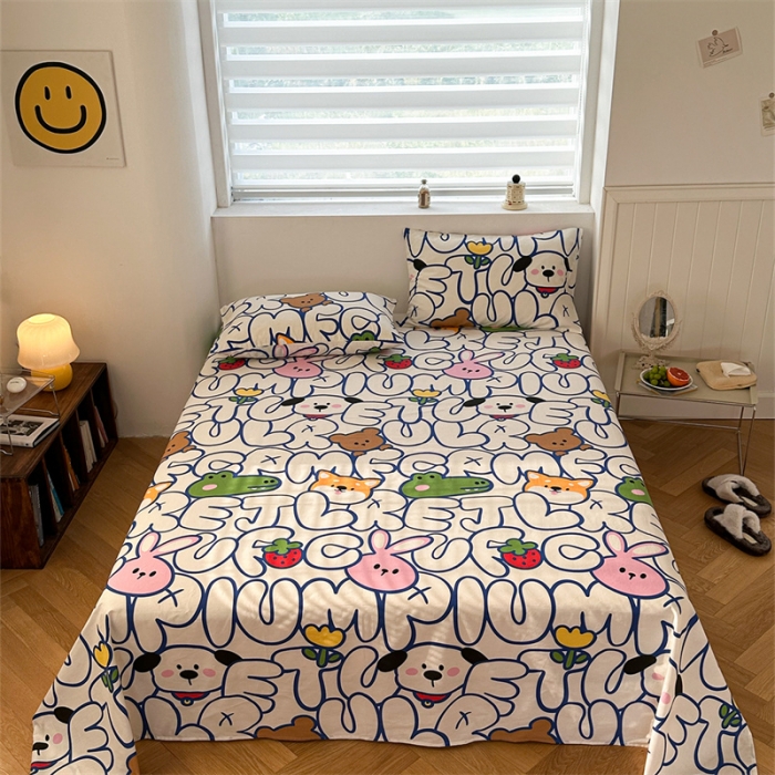 91家纺网 家纺一手货源 找家纺 洋铭区 2023新款全棉单品床单萌萌小动物