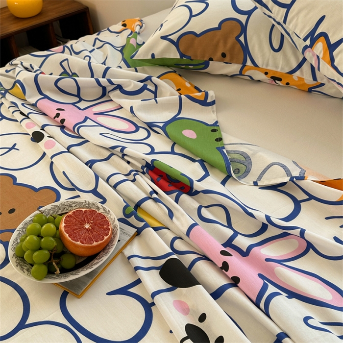 91家纺网 家纺一手货源 找家纺 洋铭区 2023新款全棉单品床单萌萌小动物