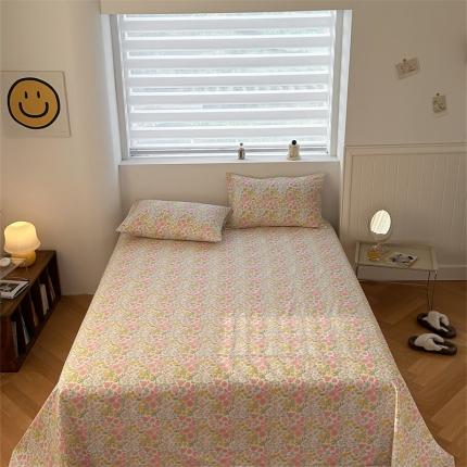 91家纺网 家纺一手货源 找家纺 洋铭区 2023新款全棉单品床单蜜恋粉花