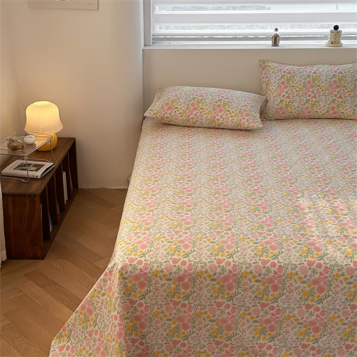 91家纺网 家纺一手货源 找家纺 洋铭区 2023新款全棉单品床单蜜恋粉花