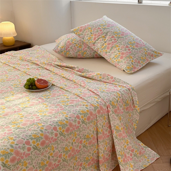 91家纺网 家纺一手货源 找家纺 洋铭区 2023新款全棉单品床单蜜恋粉花