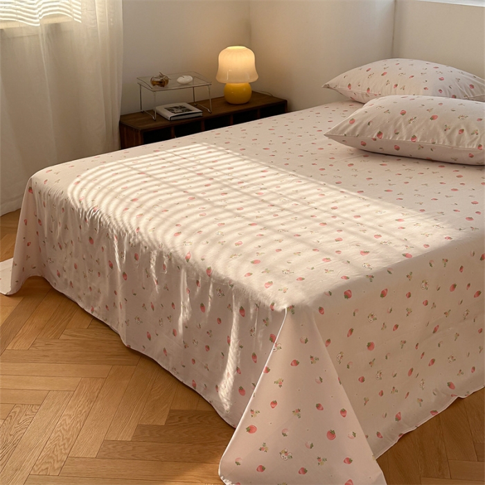 91家纺网 家纺一手货源 找家纺 洋铭区 2023新款全棉单品床单兔子草莓