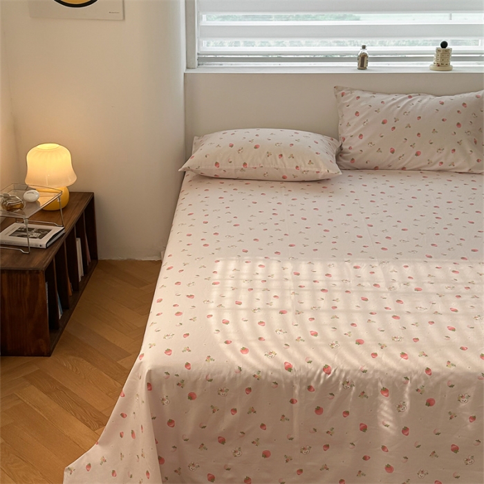 91家纺网 家纺一手货源 找家纺 洋铭区 2023新款全棉单品床单兔子草莓