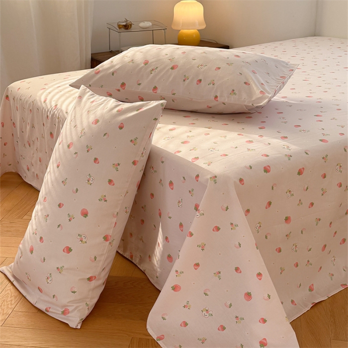 91家纺网 家纺一手货源 找家纺 洋铭区 2023新款全棉单品床单兔子草莓